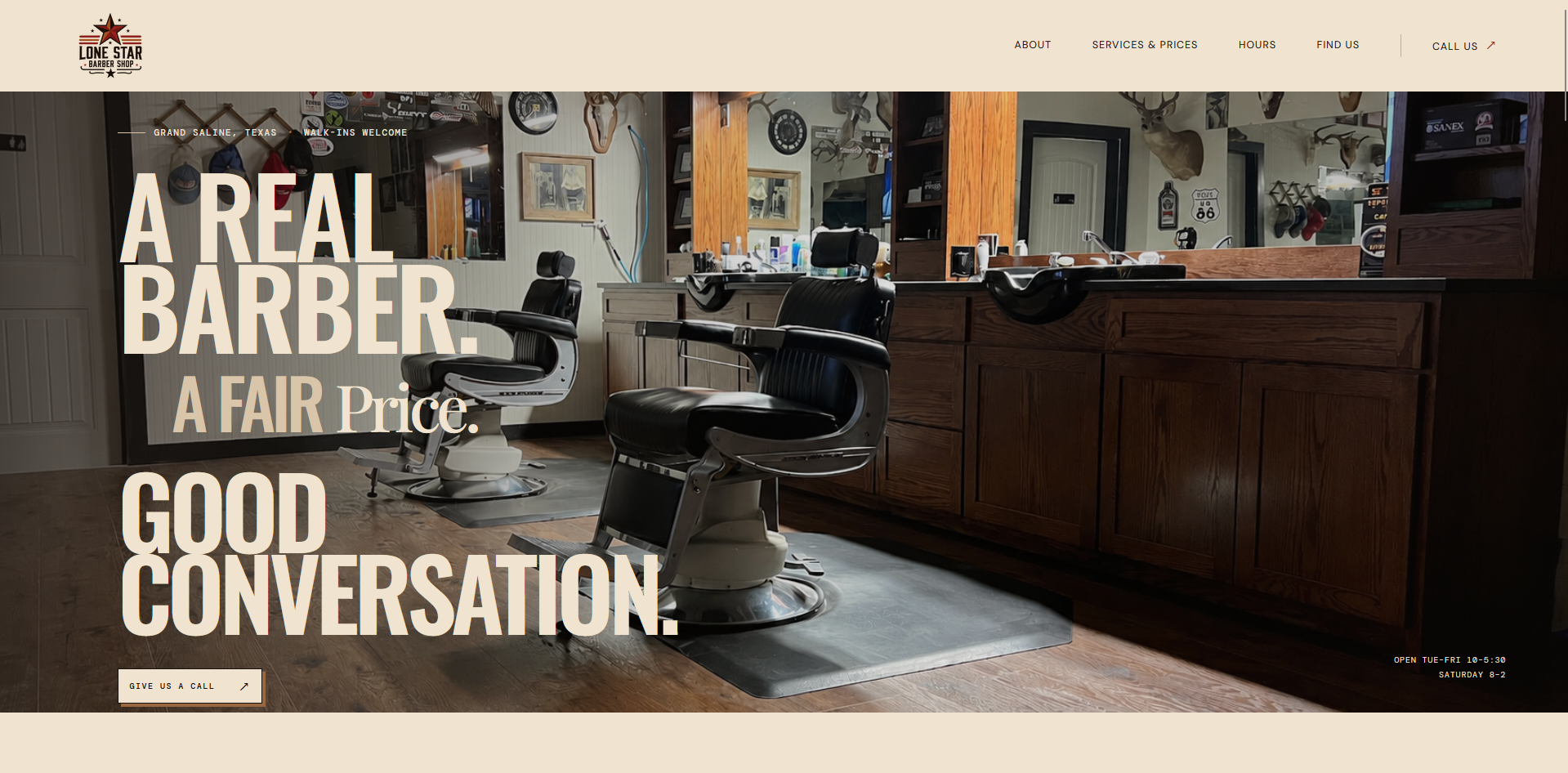 Lone Star Barber Shop website designed and developed by Solaxn